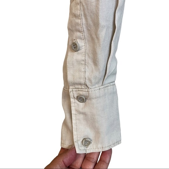 Anthropologie CLOTH & STONE Split Back Blouse Top Bone Colored XS - Picture 4 of 7